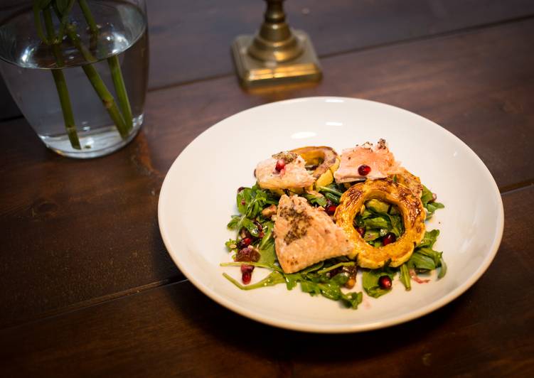 Delicata Squash Salad w/ Roasted Salmon