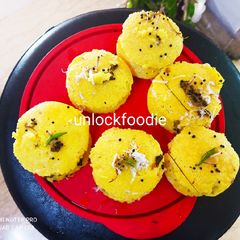 A picture of Dhokla in idli shapes.