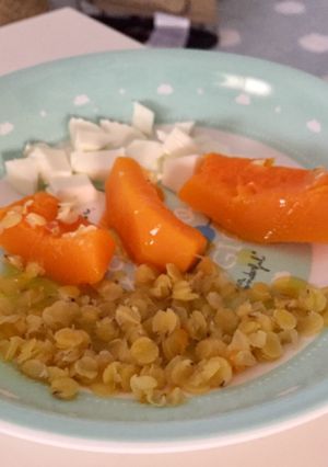 Una foto de Calabaza con lentejas BLW