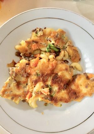 Foto resep Omelette Macaroni Daging Cincang MPASI 11M+