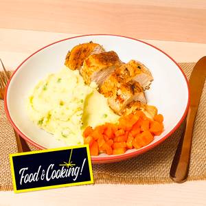 Pollo con Puré de Patatas y Zanahorias Glaseadas