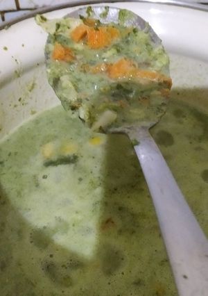 A picture of Spinach chicken soup.