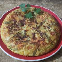 Una foto de Tortilla de judías verdes y zanahoria