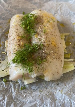 A picture of Oven-Baked Cod with Fennel.