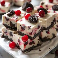 A picture of Cherry Oreo Fudge 🍫🍒.