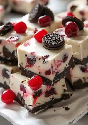 A picture of Cherry Oreo Fudge 🍫🍒.