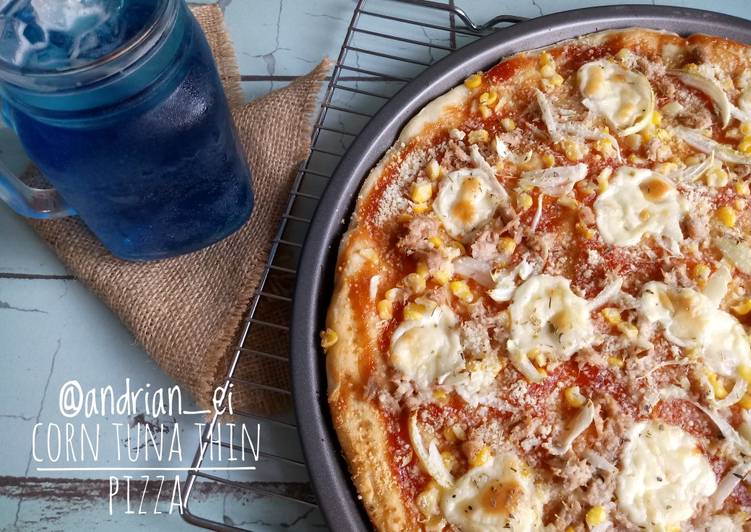 Corn Tuna Thin Pizza 🍕 (Pizza Tipis Tuna Jagung-Tanpa Ulen)