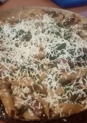 O poză a rețetei Penne cu bacon și brânză.