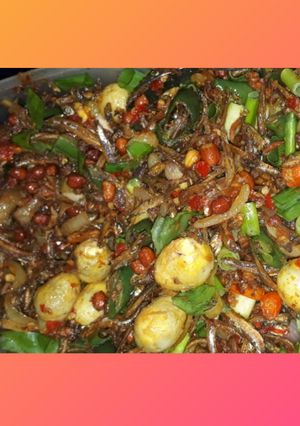 Foto resep Teri gorenk kacang mix telur puyuh bumbu iris 👌