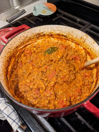 Easy Steps Prepare Recipes Dutch Oven Meat and Lentil Sauce the So Delicious Can Pamper Your Tongue.