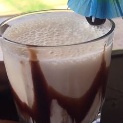 A picture of Banana and apple smoothe  iftar special.