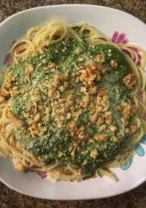 Una foto de Fideos al pesto