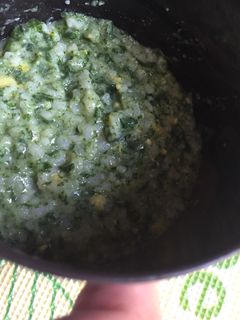 Foto resep Mpasi 8 bulan Telur Sayur bayam Nasi putih