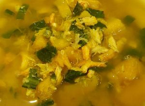 Hình của món Canh bí đỏ nấu với thịt ghẹ.