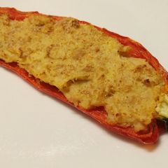 A picture of Peperoni ripiene - tuna stuffed romano peppers.