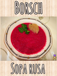 Una foto de Borsch (sopa de remolacha o sopa rusa) Mi versión
