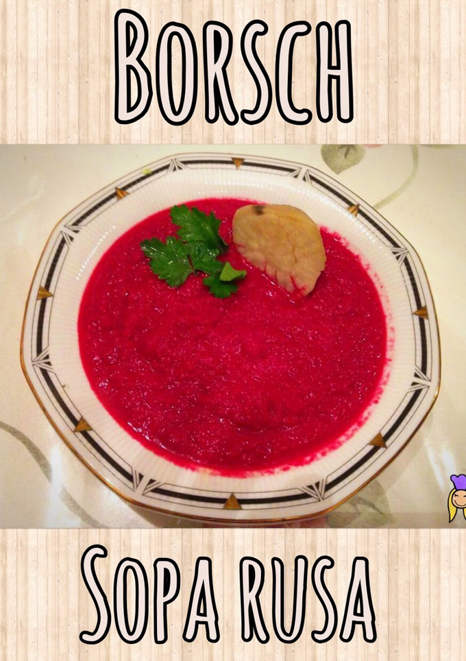 Una foto de Borsch (sopa de remolacha o sopa rusa) Mi versión