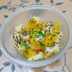 A picture of 🎃 Boiled Pumpkin Apple Salad | Light & Refreshing Fusion 🥗🍎.