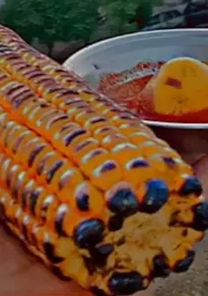 A picture of Roasted masala corn cob.
