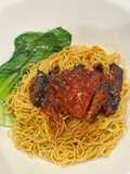 บะหมี่หมูแดงฮ่องกง ผักกวางตุ้ง แบบง่าย