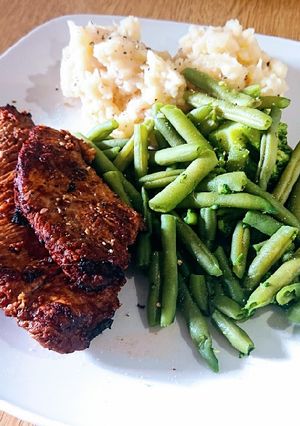 A picture of Italian-Style Turkey Steaks With Crushed Potatoes.