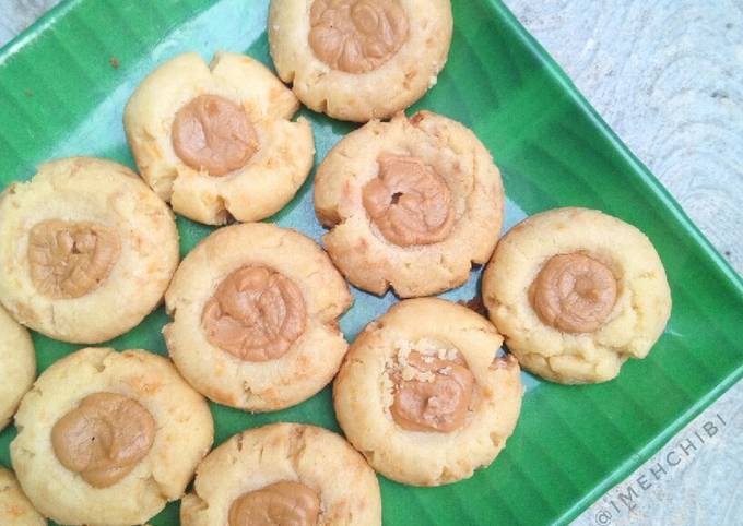 Cheesy Peanut Butter Thumbprint Cookies