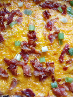 A picture of Sausage bacon and egg casserole.