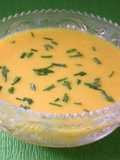 Soupe froide de courgettes jaunes au citron confit et curcuma (IG bas)