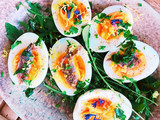 Boiled egg with anchovies