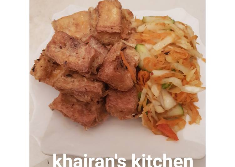 Recipe: Delicious Tofu(Awara) and vegetables