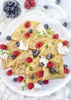 Una foto de Creps sin gluten con semillas de chía