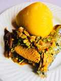 Okro soup with eba