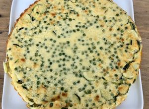 Une photo de Quiche sans pâte aux petits pois, chèvre et courgettes
