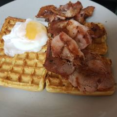 A picture of My Sweet Breakfast with Toasted Waffles. 🙄.