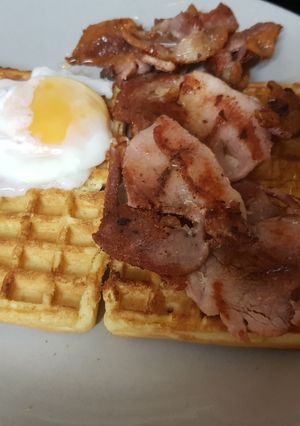 A picture of My Sweet Breakfast with Toasted Waffles. 🙄.