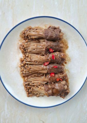 Foto resep Enoki Beef Roll Saus Teriyaki