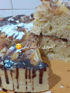 عکسی از دستور کیک پای سیب بدون فر