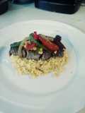 Steak & Turmeric Rice with Sauteed Corn, Onions & Pepprs