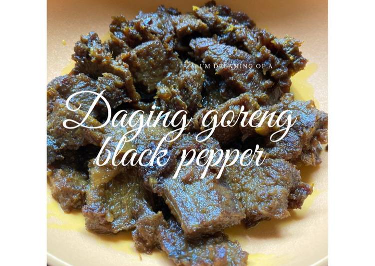 Langkah Langkah Buat Daging goreng black pepper simple yang Bergizi