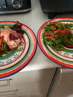 A picture of Chicken and Bacon stuffed with cream cheese.