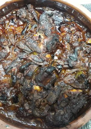 صورة لوصفة طاجن بامية بالموز الضاني
