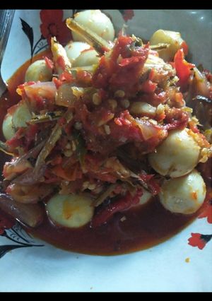 Foto resep Sambal bawang telur + teri ala dapur Q