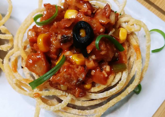 Recipe of Ultimate Spaghetti Nest with Drumsticks