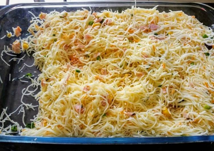 Cabelo de anjo com bacon e ervilhas - Tudogosreceitas