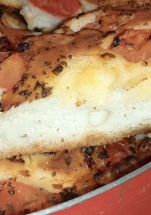 A picture of Gluten-Free Focaccia with Tomato 🍅 (using Schär Mix It flour).
