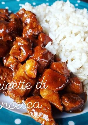 Foto di Pollo caramellato e riso all'aglio