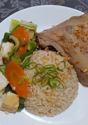 Foto resep Nasi Hainam dan Ayam tim jahe