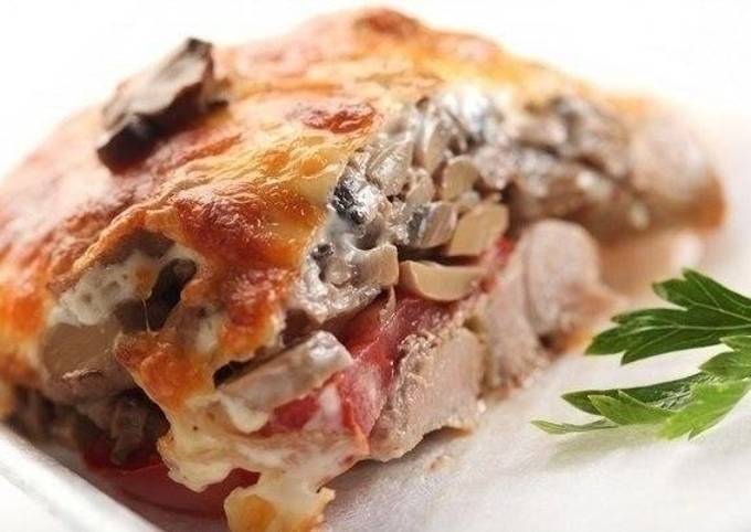 Мясо по-купечески с грибами пошаговый рецепт с фото