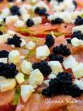 132.🍉Ensalada de sandía, salmón, aguacate, feta y caviar🐟