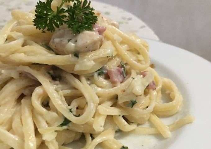 Fettucini Carbonara Modif (Rebus pasta di susu!)